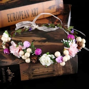 Flower Hair Hoop Plant Pine Cone Hair Accessory Elegant Jewelry For Bride