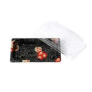 Food Grade Biodegradable Plastic Food Sushi Packaging Box With Transparent Lid