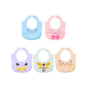 Food grade cartoon design baby bib waterproof silicone bib size suitable for infants over 6 months of age
