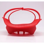 Food grade red round shape silicone steamer with handle that can be merged freely