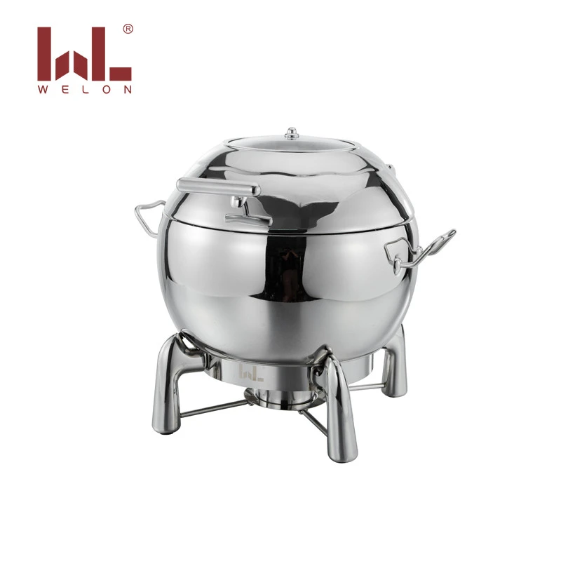 Food grade Round shape 304 stainless steel 11L Soup chafing dish buffet serving dishes soup stove food warmer