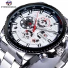 Forsining Luxury Men Automatic Mechanical Watches Classic Stainless Steel Strap Calendar Wristwatches
