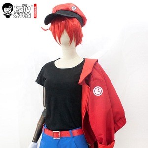 [Free sample] HSIU Red blood cell Cosplay Sets Anime Cells At Work erythrocyte AE3803 Cosplay wig Costume Shoe boots hat hair