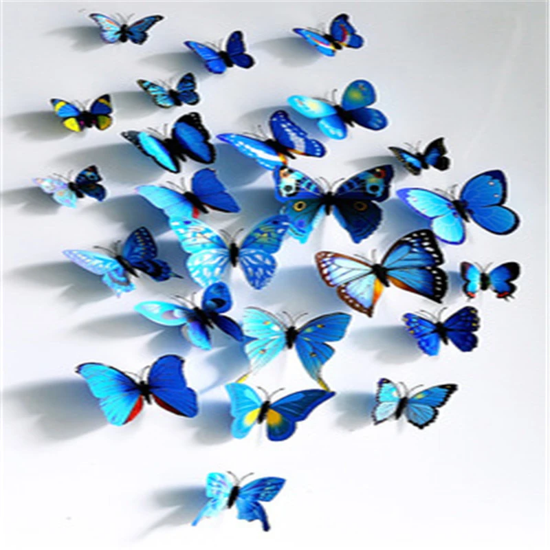 Free shipping PVC 3d Butterfly wall decor cute Butterflies wall stickers art Decals home Decoration
