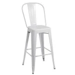 French Style High Backrest Restaurant Coffee Shop Metal Bar Stool Chair