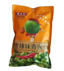 fried green peas bean snack with spicy flavor out plastic bag and inner small bag 288g packing