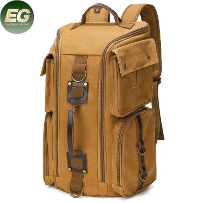 Ga93 High Quality Travel Luxury Laptop Design Tactical Bag Men Large Capacity Wax Canvas Backpacks Waterproof Duffel Manufacturer Custom PU Leather Backpack