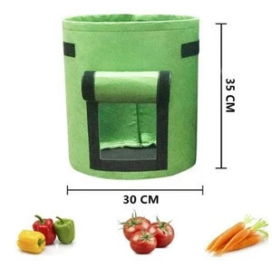 Garden Vegetable Planting Grow Bags with Access Flap and Handles, 7 Gallon Tomato Planter Bag Waterproof Non-Woven Planting Gag