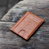 Genuine Leather RFID Blocking Slim &amp; Thin Card Slots RFID Credit Card Holder for Women and Men Minimalist Front Pocket Wallet