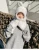 GJ4057 Winter hot selling Faux Fur animal ear hat gloves and scarf all in one hat glove scarf set