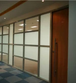 Glazed glass office partition / single glass