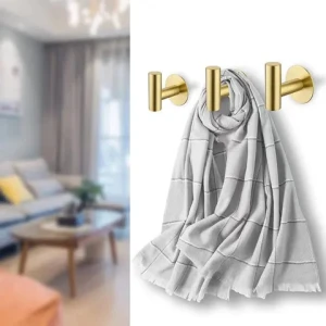 Glossy Golden Wall Hooks Stainless Steel Clothes Hanging Hooks  Key Towel Storage Holder Bathroom Kitchen Hook