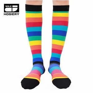 Graduated rainbow knee high running Compression socks 20-30mmHg