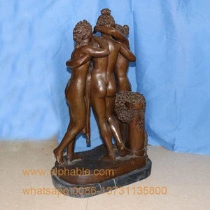 Greek Nude Woman Bronze Sculpture Three Graces Statue