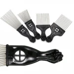 Hair Brush Styling Tool WideTooth Metal Curling Brush Fork Hair Comb Fist Handle Black Insert Comb