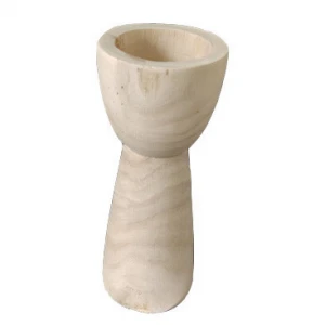 Hand Carved Wood Flower Vase Home Office Decoration Vase Handmade Wooden Round Cup Vase