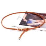 Hand-woven Belt Dress Female Pin Buckle Retro Casual Wild Thin Belt Rope Decoration  Imitation Leather Waist Belt