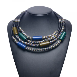 Hand-woven vintage multilayer clavicle collar necklace&Inlaid jade jewelry