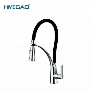 HeMeiao Brass Pull Out Spout Swivel Spray Single Hole Single Handle Modern Kitchen Faucets