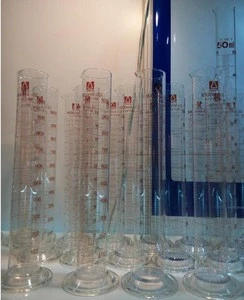 Hexagonal Base Borosilicate Glass Measuring Cylinder With Glass Ground-in Stopper