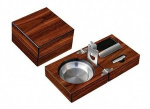High gloss rosewood folding Cigar Ashtray gift set With Accessories for man