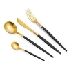 High quality 18/10 thick black gold plated stainless flatware spoon fork and knives cutlery set