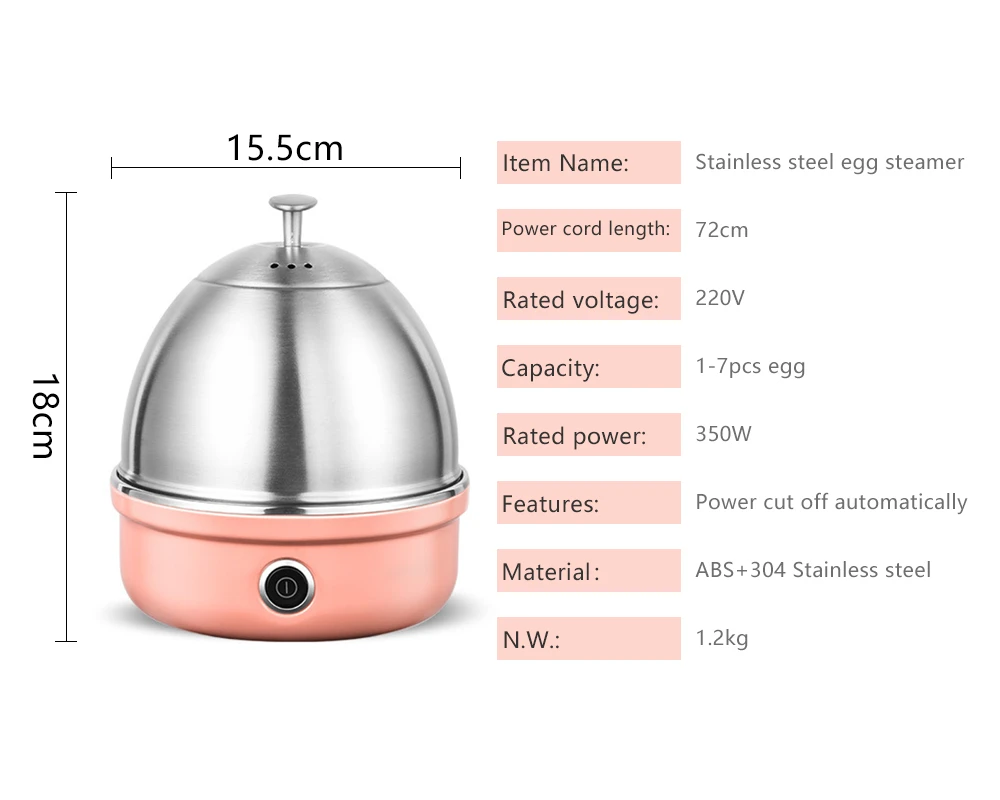 High Quality 7 Eggs Capacity Stainless Steel Smart Automatic Electric Mini Egg Boiler Cooker Steamer Machine