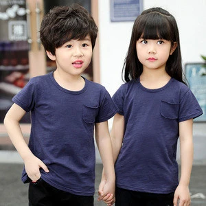 High quality children pure color 100% cotton short sleeve plain t shirts