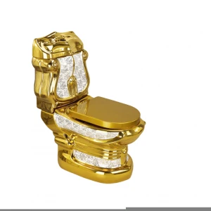 High Quality  Luxury Golden Bathroom Closestool Washdown Ceramics Sanitary Ware Wash Basin Toilet Commode Set