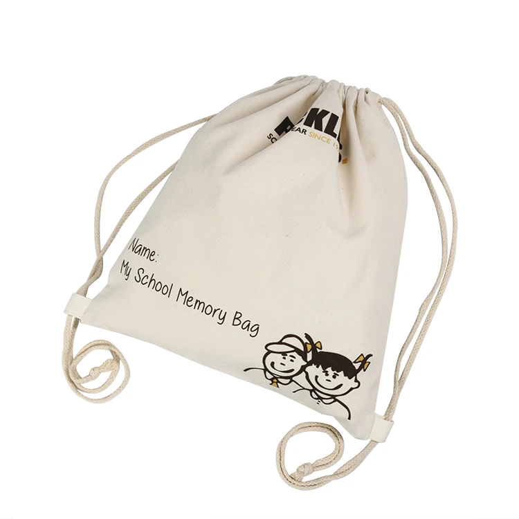 High Quality Organic Cotton Muslin Canvas Drawstring Bag With Custom Logo