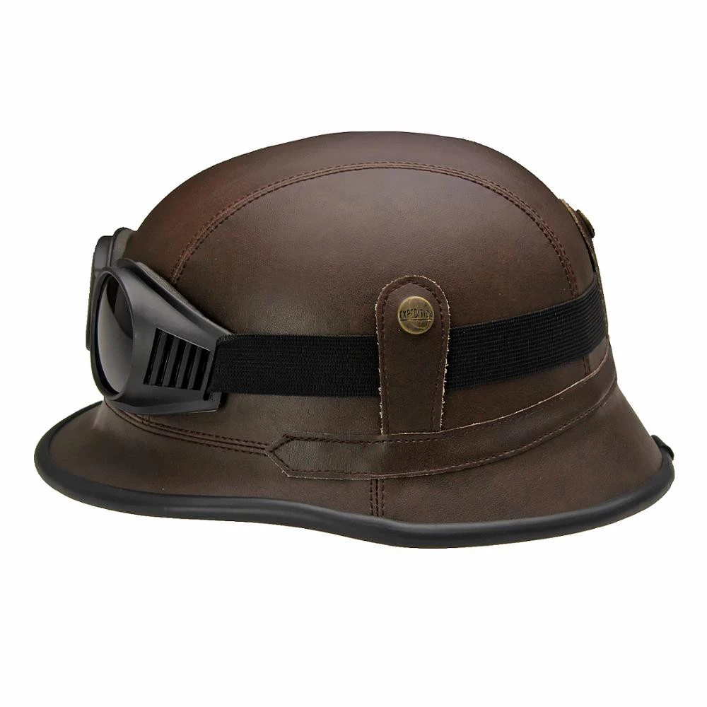 High Quality PP/ABS CE/DOT Certification Approved Protective Brown Leather German Style Motorcycle Helmets