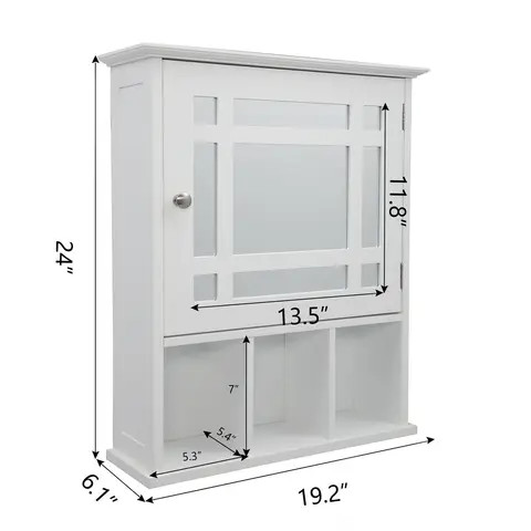 High Quality Waterproof Mirrored Bathroom Storage Cabinet Wooden with 3 Adjustable Shelves Wall Mounted from Viet Nam Factory
