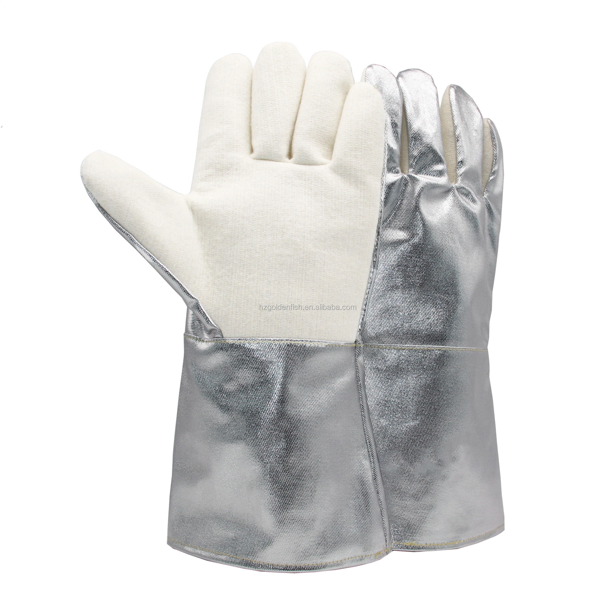 High Tepmerature 350  Anti Heat Resistance PFR Aramid aluminized fabric Industrial Welding Safety Work Glove