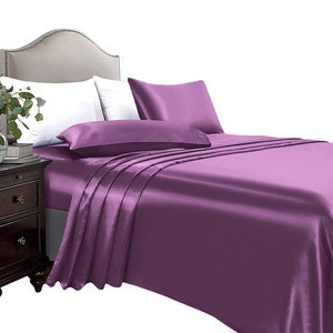 Holly 100% woven polyester silk fabric comforter bed linen/bed sheet bedding set