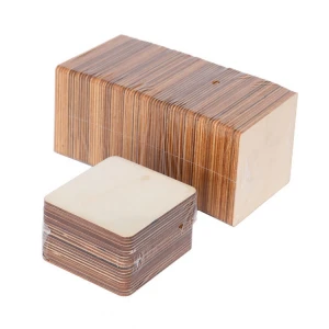 Home decor unfinished cup coasters square natural wooden pieces for craft