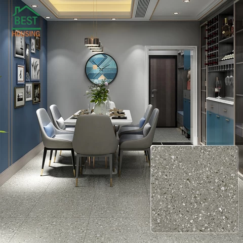 Home interior rough dark grey ceramic floor tile granite look rustic tile 600x600