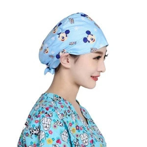 hospital uniforms hat Operating Chemotherapy cotton printed tie back cartoon nurse head cap