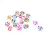 Hot Sale 100PCS Cute Polymer Clay Artificial Lollipop Simulation Food Rainbow Lollipop Candy DIY Home Decor Parts Clay Crafts