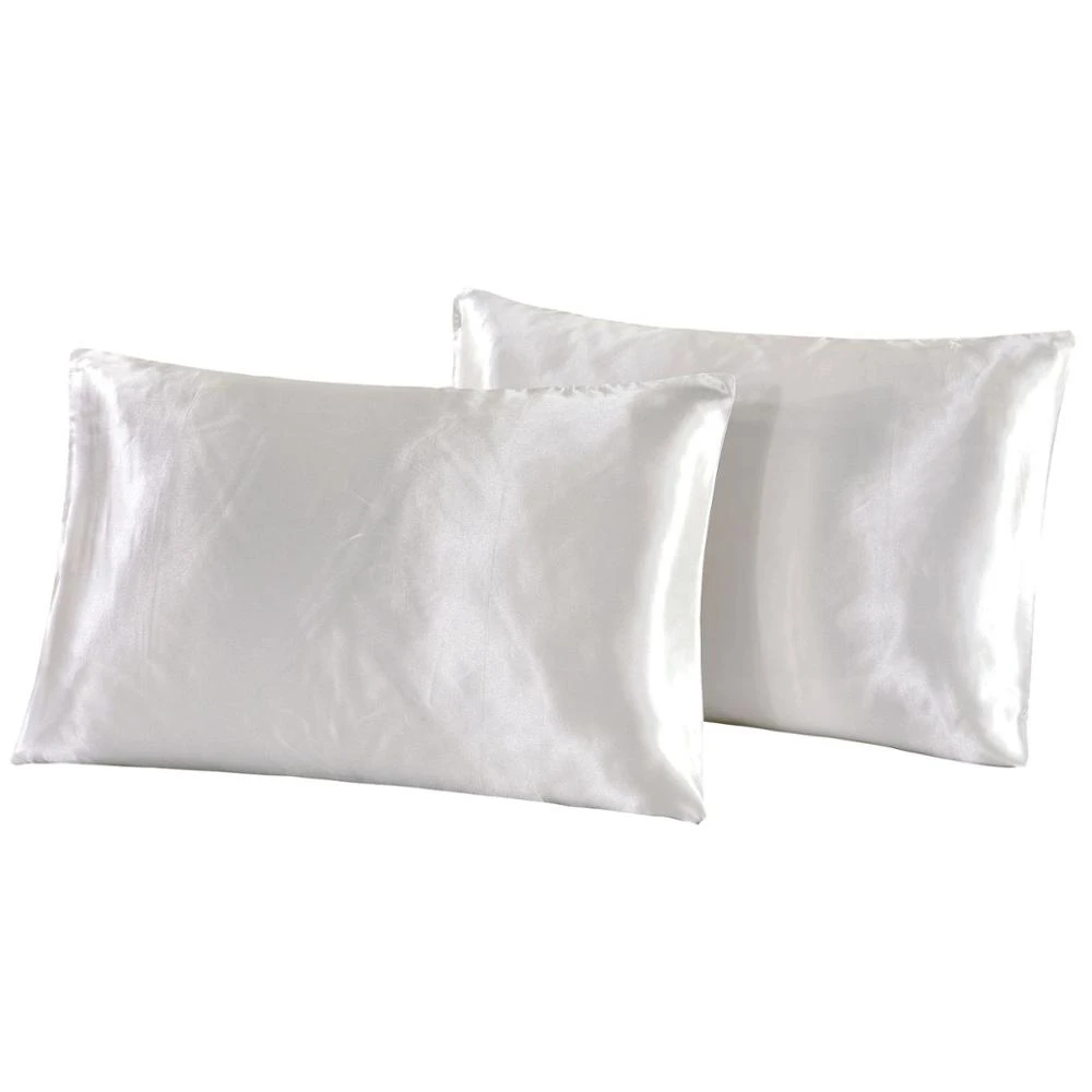 hot sale 20x26 inches plain dyed woven polyester silk pillow case custom logo satin pillowcases