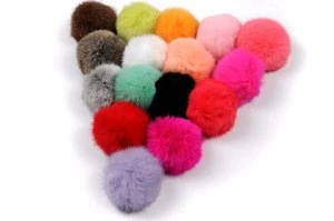 Hot sale 6, 8, 10 cm Cute genuine rabbit fur ball pompom accessories hat cellphone pom pom