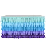Hot Sale 6ft Mermaid Tiered Puffy Tulle skirts Decorative for Bridal Banquet Wedding Baby Shower Party