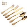 Hot sale Baroque Style Royal Stainless Steel Gold Flatware Set, silverware for Wedding