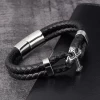 Hot Sale Leather Cuff Bracelet Wristband Double Layer Real Leather Bracelet Stainless Steel Cross Genuine Leather Bracelet