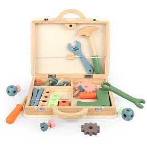 Hot sale new style Wooden nut toolbox wooden toys nut toolbox Wooden nut tool toys for kids