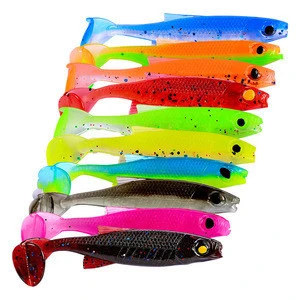 Hot sale Soft T tail, silicone artificial fishing lures rubber bait 10 pcs per bag 7 cm and 2.5  gram