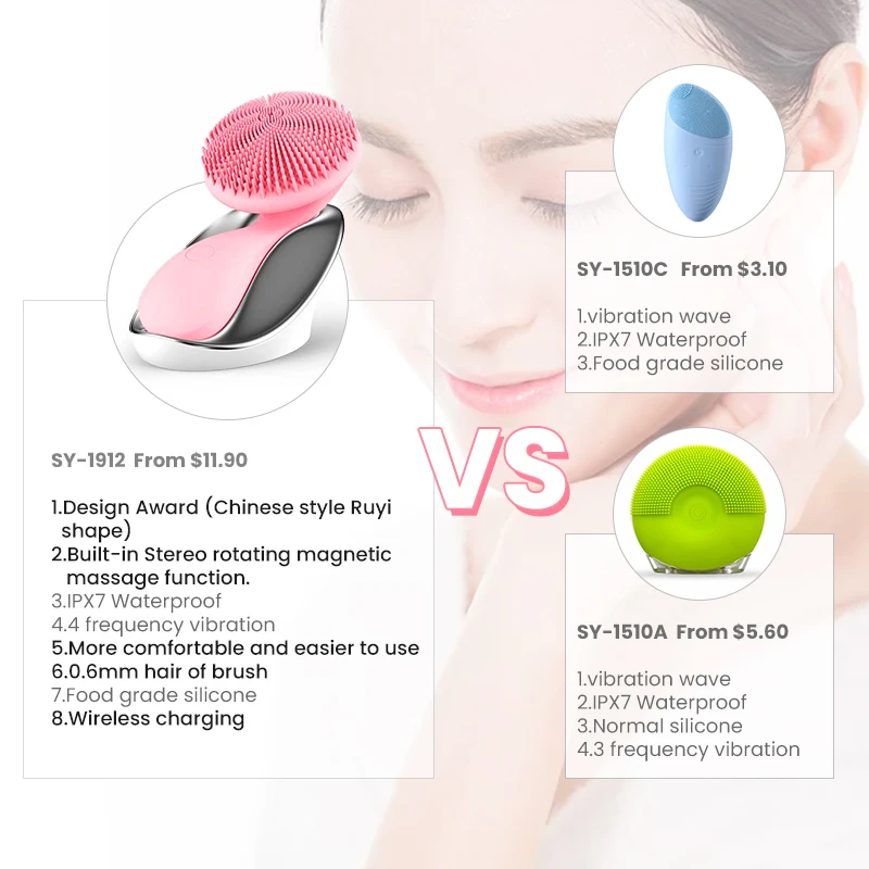 Hot sale waterproof Soft Deep Face Pore Cleanser Brush Skin Care silicone face brush electric facial cleansing brush