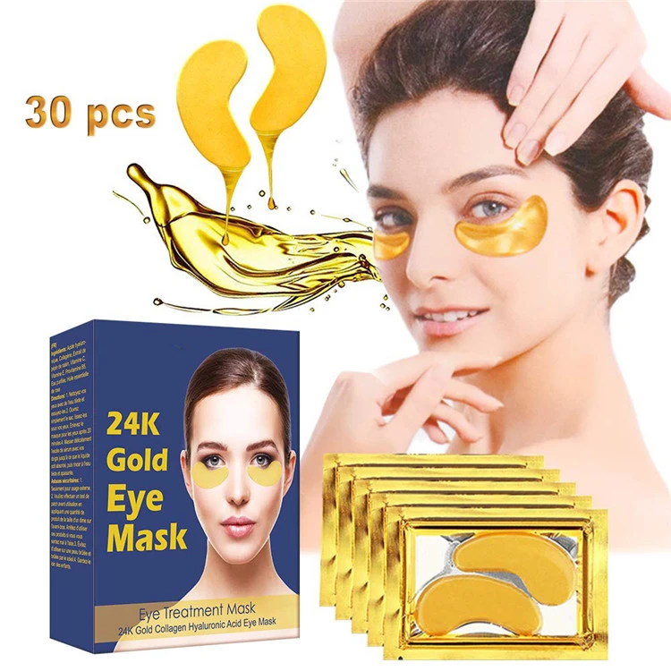Hot selling Anti Aging Sleep Under Eye Patches Crystal 24K Gold Powder Gel Collagen Eye treatment Mask