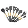 Hot selling cooking tools silicone kitchen utensils set with acacia wood handle