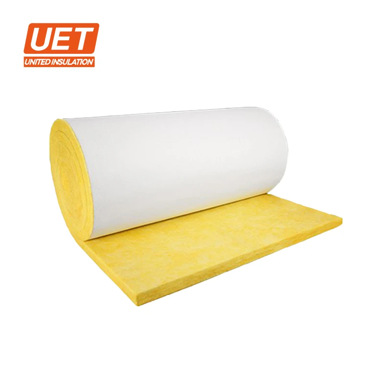 Hot selling house construction insulation materials 34kg/m3 50mm glass wool blanket/roll/felt with aluminum foil or white vinyl