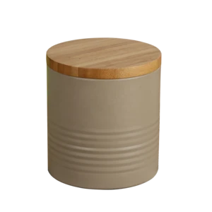 Houselin Coffee Tea cereal storage jars Big Size Wood lid Iron Canister Round Metal Caddy Container set Solid Color Brown tin